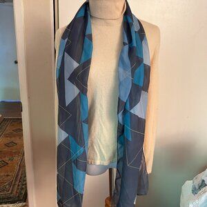 blue & gray nylon argyle neck scarf